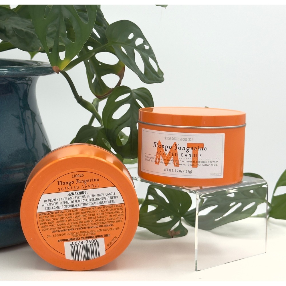 Trader Joe's Mango Tangerine Candle 5.7 oz Coconut Soy Wax Blend Set of 2